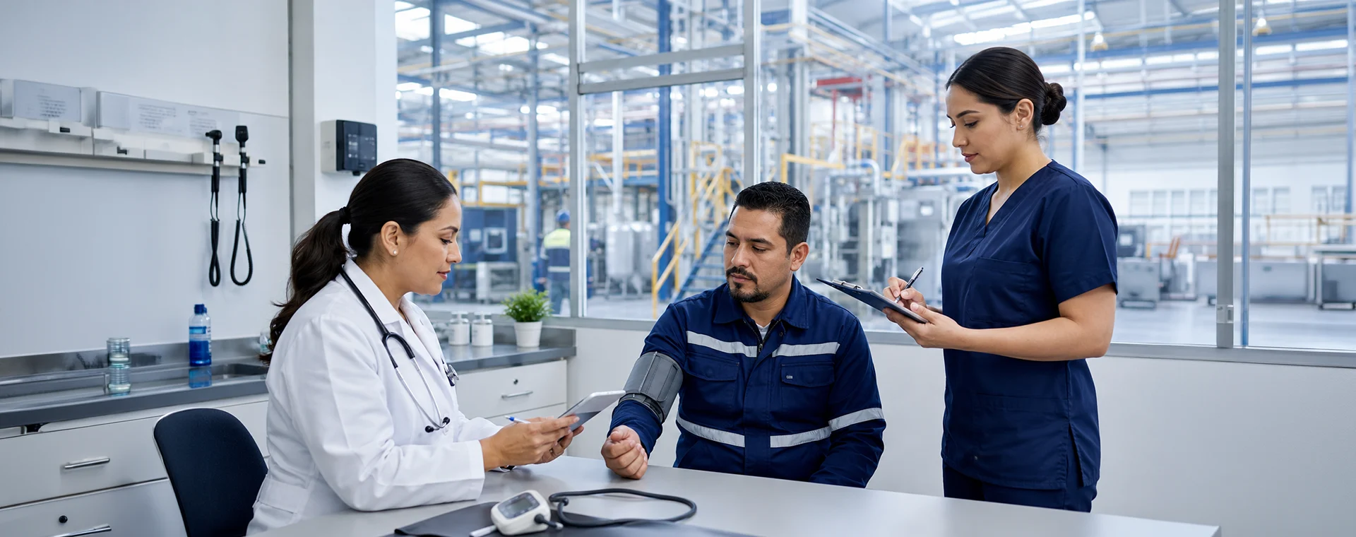 Exámenes médicos laborales de DH&S en planta industrial